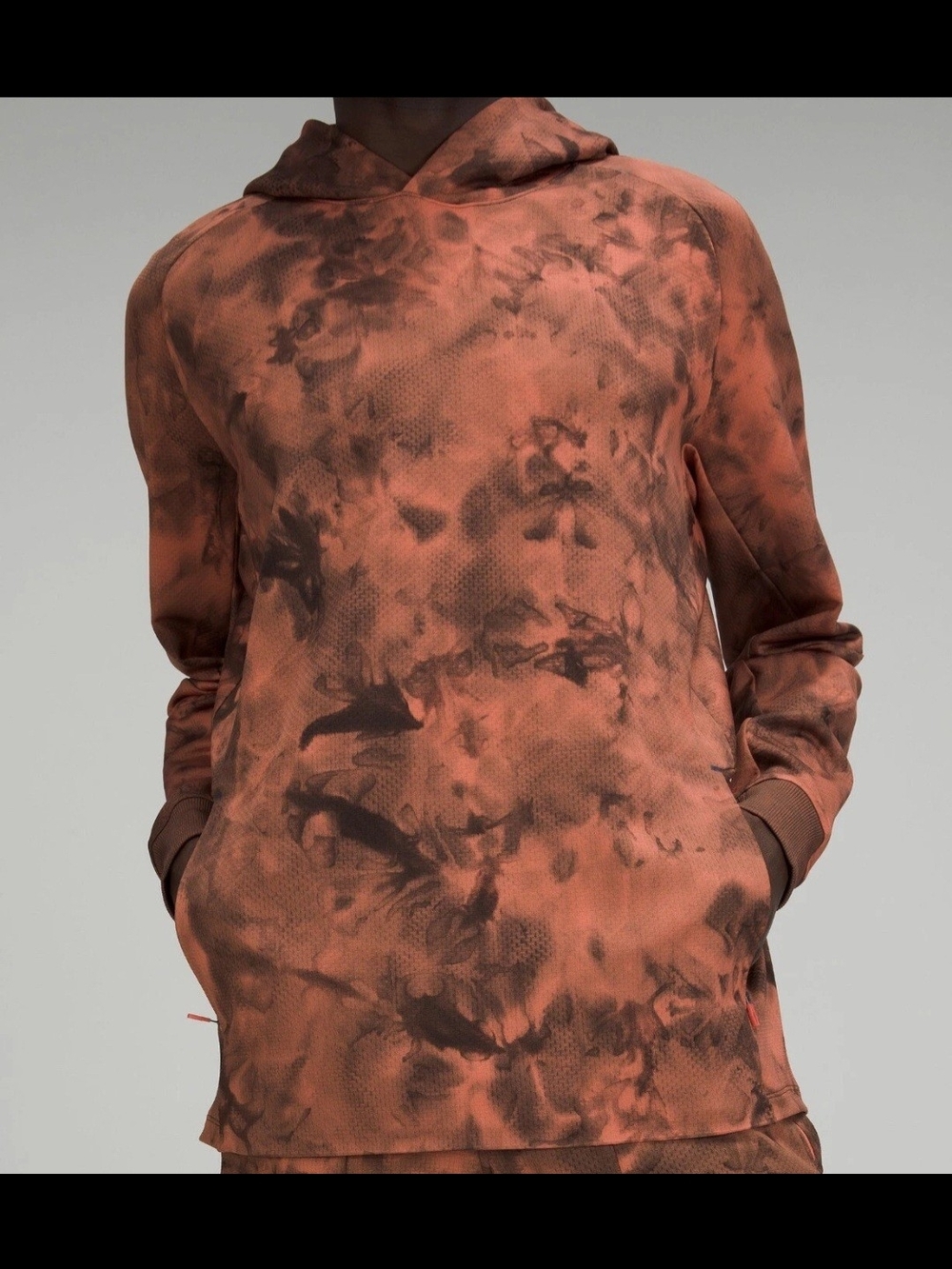 lululemon athletica Men's Orange and Black Tie-Dye Performance Hoodie